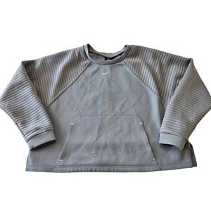 Nike Pro Sz‎ M Cropped Gray Crewneck Athleisure Athletic Minimalist Sweatshirt